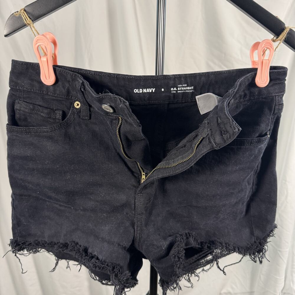 Old Navy Washed Black Distressed Raw Hem Cut Off Denim Shorts Size 8